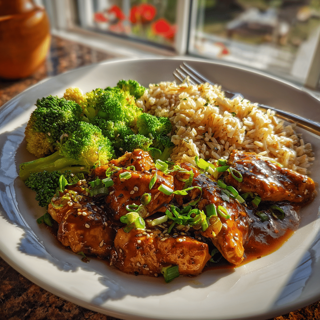 15-Minute Honey Garlic Chicken Recipe – Juicy High-Protein Meal 3 Healthy meal with honey garlic chicken recipe with rice