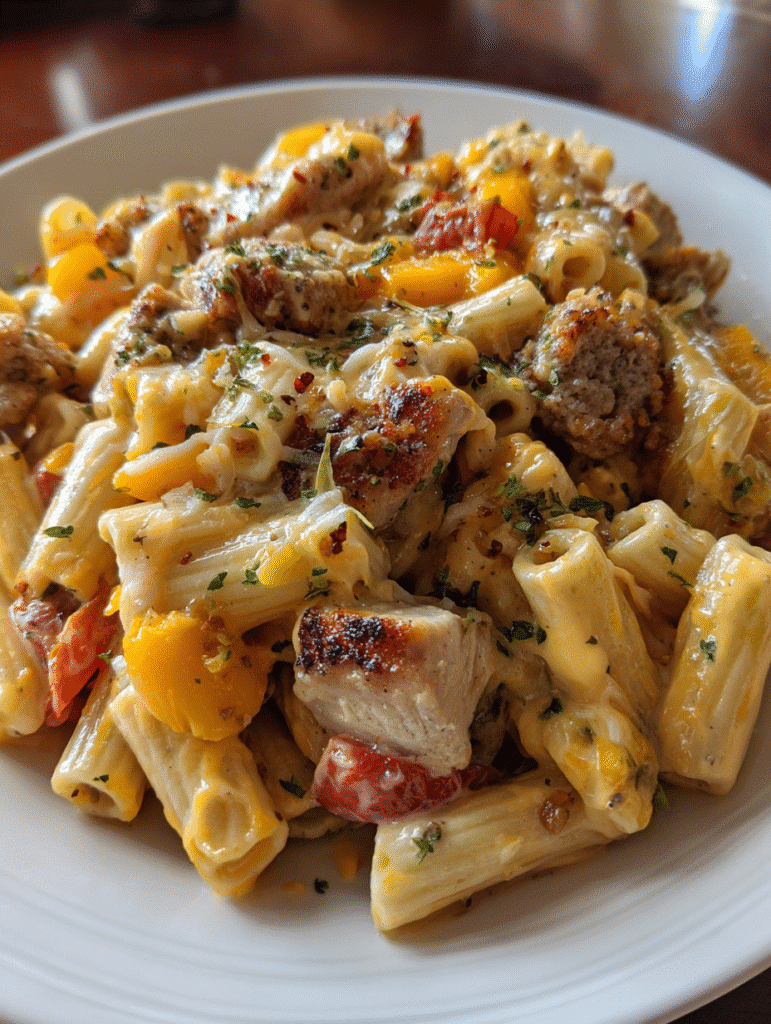 One-Pot Smoky Cheddar Ranch Chicken & Sausage Pasta – The Ultimate Comfort Food Delight 5 Recipe card for One-Pot Smoky Cheddar Ranch Chicken Pasta