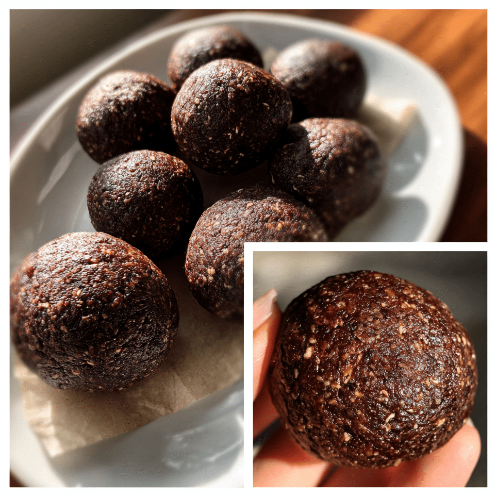 High Protein Brownie Balls – The Best 10-Min Breakfast Snack 8 Hands rolling high protein brownie balls on parchment paper in natural light