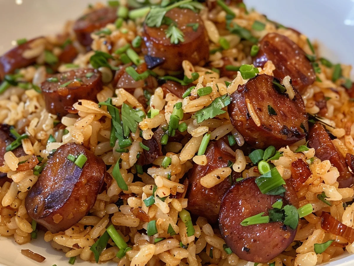 One-Pan Sweet and Tangy BBQ Sausage Rice for Easy Meals