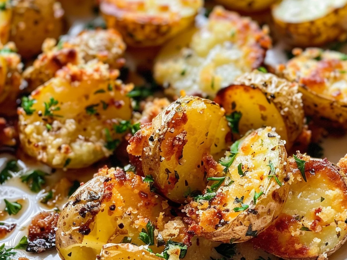 Garlic Parmesan Smashed Potatoes: Crispy & Easy Treat!
