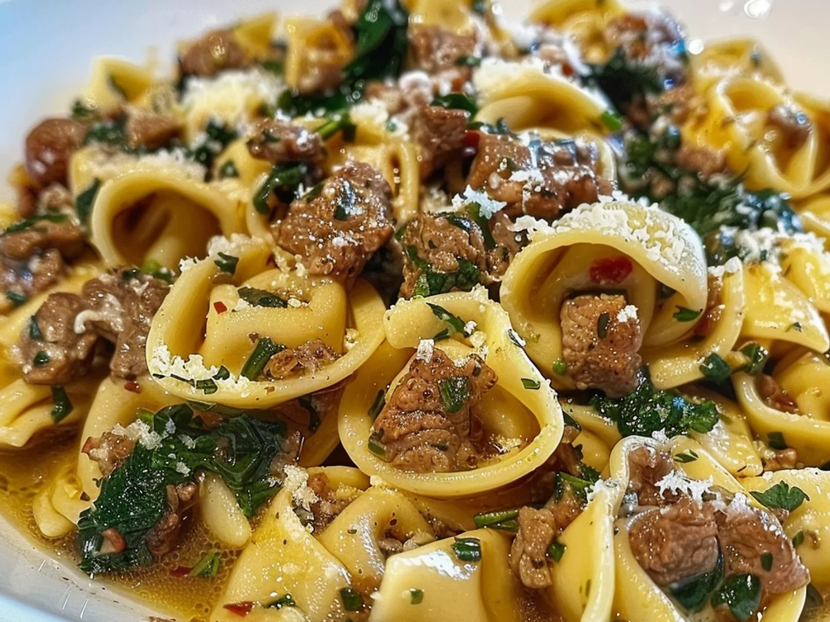 Savory Garlic Butter Beef and Spinach Tortellini Awaits!