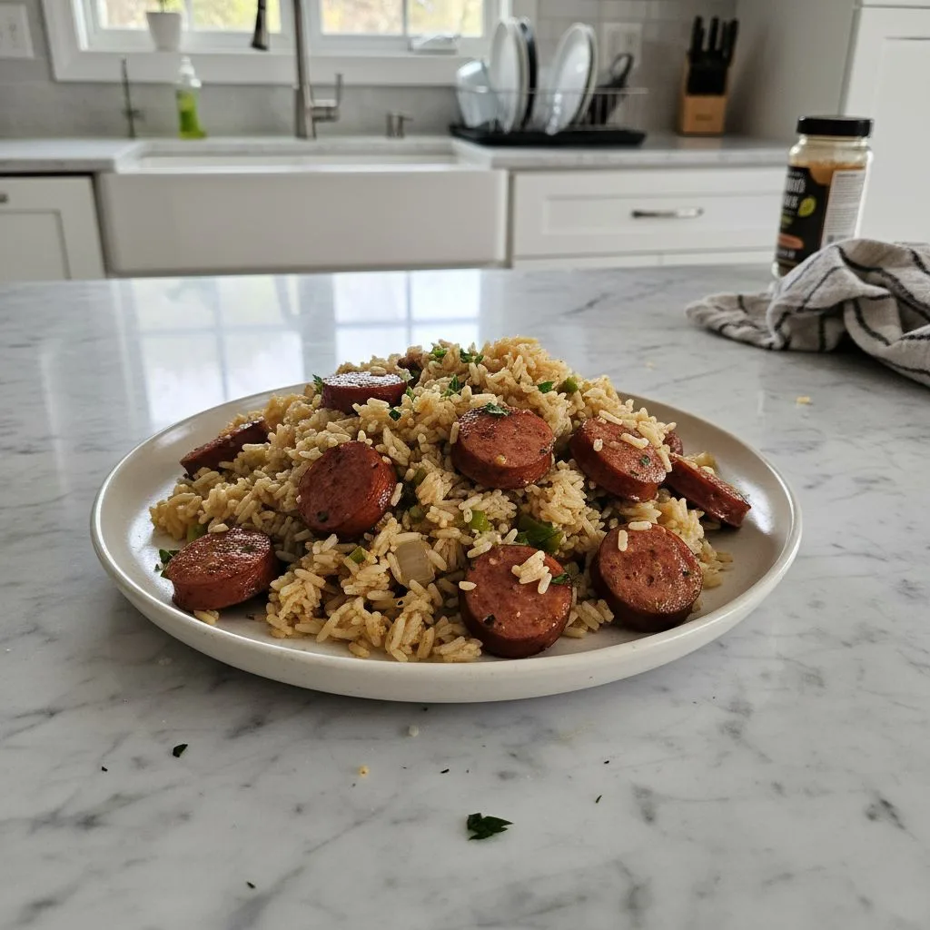 easy kielbasa and rice recipe featured 1