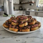 easy steak and mushroom bruschetta fall finger foo featured 1