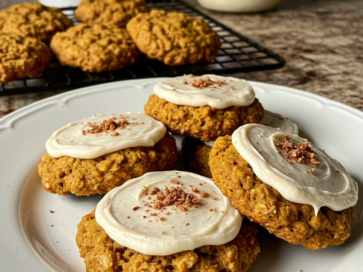 Irresistible Pumpkin Oatmeal Cookies With Maple Frosting Await!