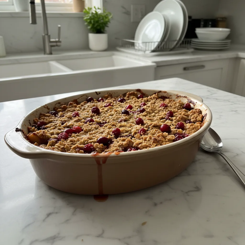 Apple Cranberry Crisp: Tangy Fruit, Crunchy Topping 4 Recipe image