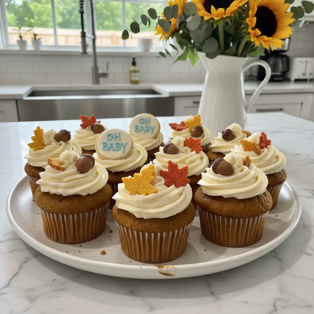 Pumpkin Spice Fall Baby Shower Cupcakes