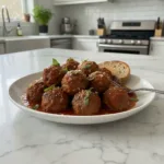 healthy turkey meatballs in marinara sauce featured