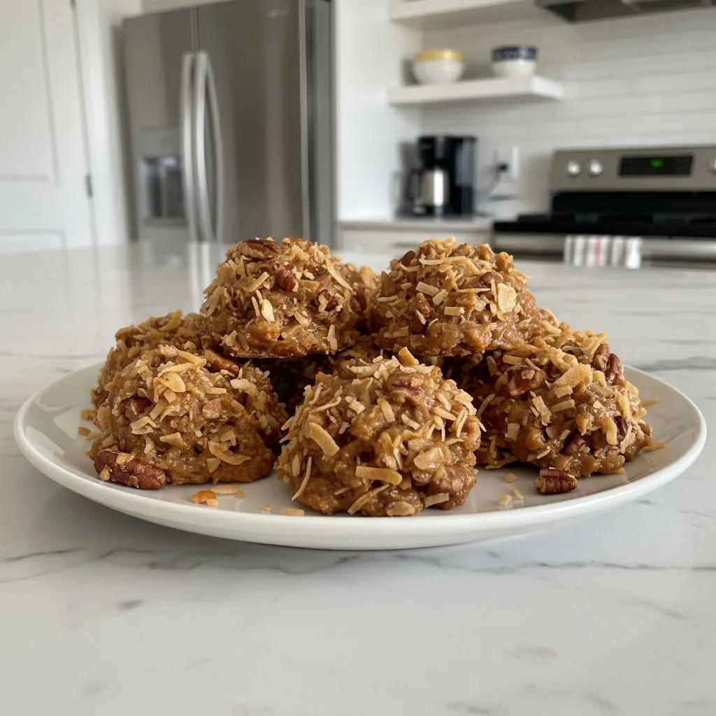 No-Bake Coconut Pecan Praline Cookies: Quick Sweet Treat