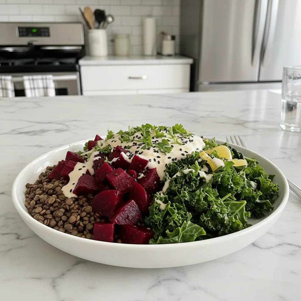 Vibrant Nutrient-Dense Power Bowl: Lentils, Beets & Kale 5 Recipe image