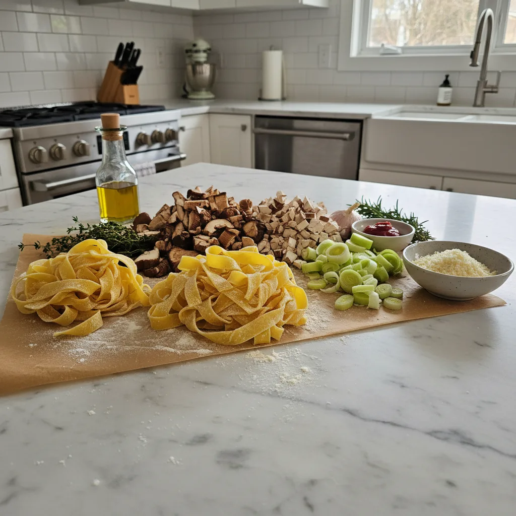 Hearty Pappardelle with Wild Mushroom & Leek Ragu 5 Recipe image