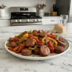 sheet pan sausage peppers and onions featured