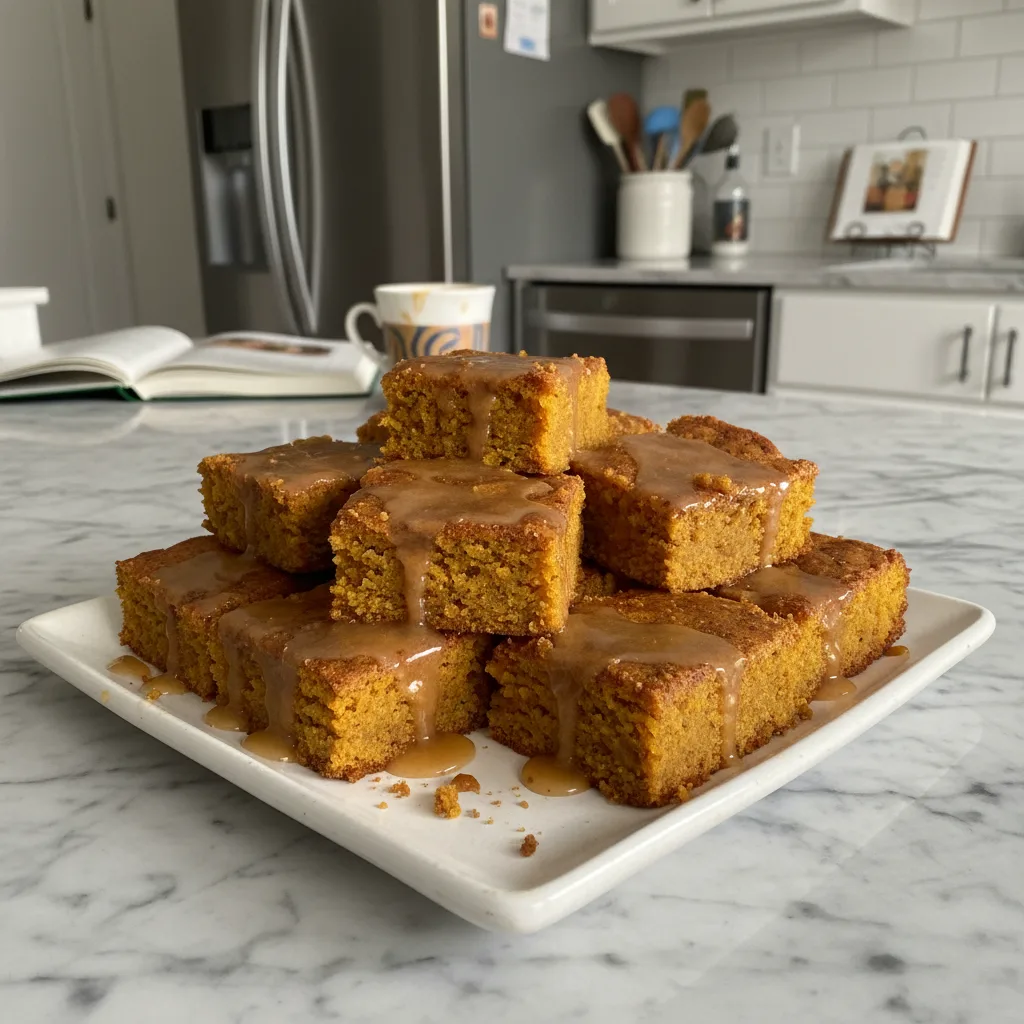 Spiced Pumpkin Bars, Maple Glaze: A Warm Autumn Bake