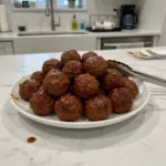 sticky korean bbq meatballs with gochujang glaze featured