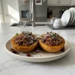 Hearty Stuffed Acorn Squash with Quinoa & Spiced Pecans 6 stuffed acorn squash with quinoa dried cranberries featured
