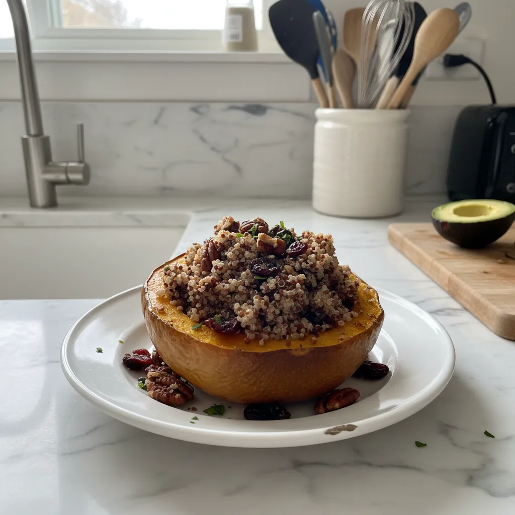 Hearty Stuffed Acorn Squash with Quinoa & Spiced Pecans 4 Recipe image