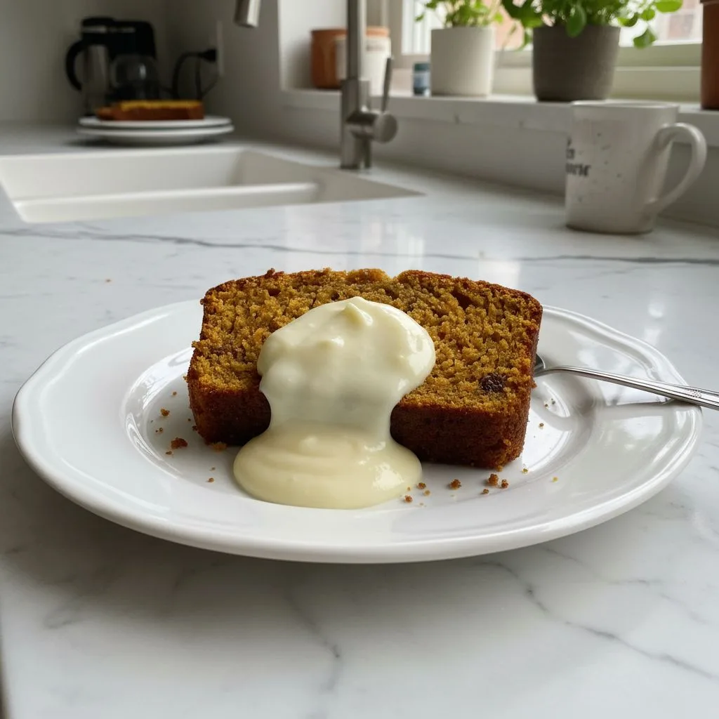 Homestyle Pumpkin Bread with Creamy Vanilla Pudding Swirl