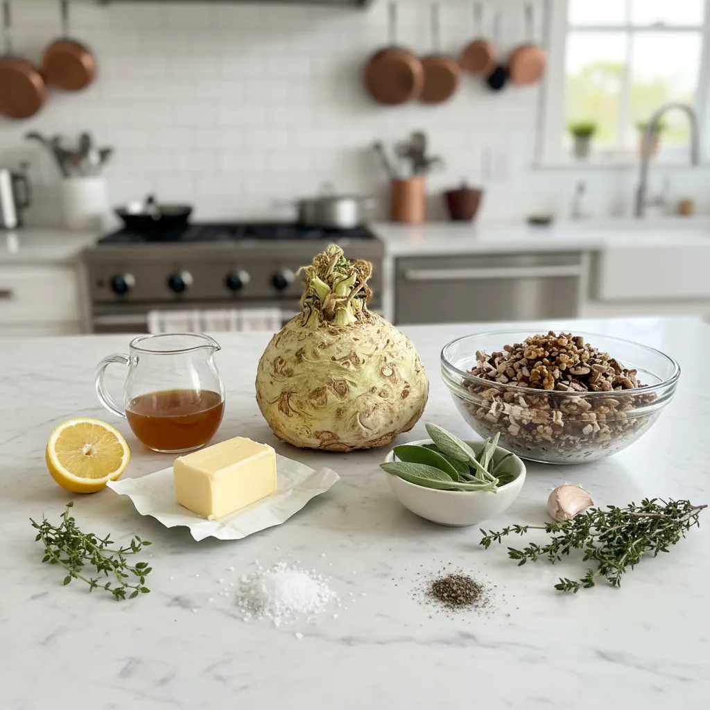 Earthy Whole-Roasted Celeriac with Walnut-Mushroom Duxelles 5 Recipe image