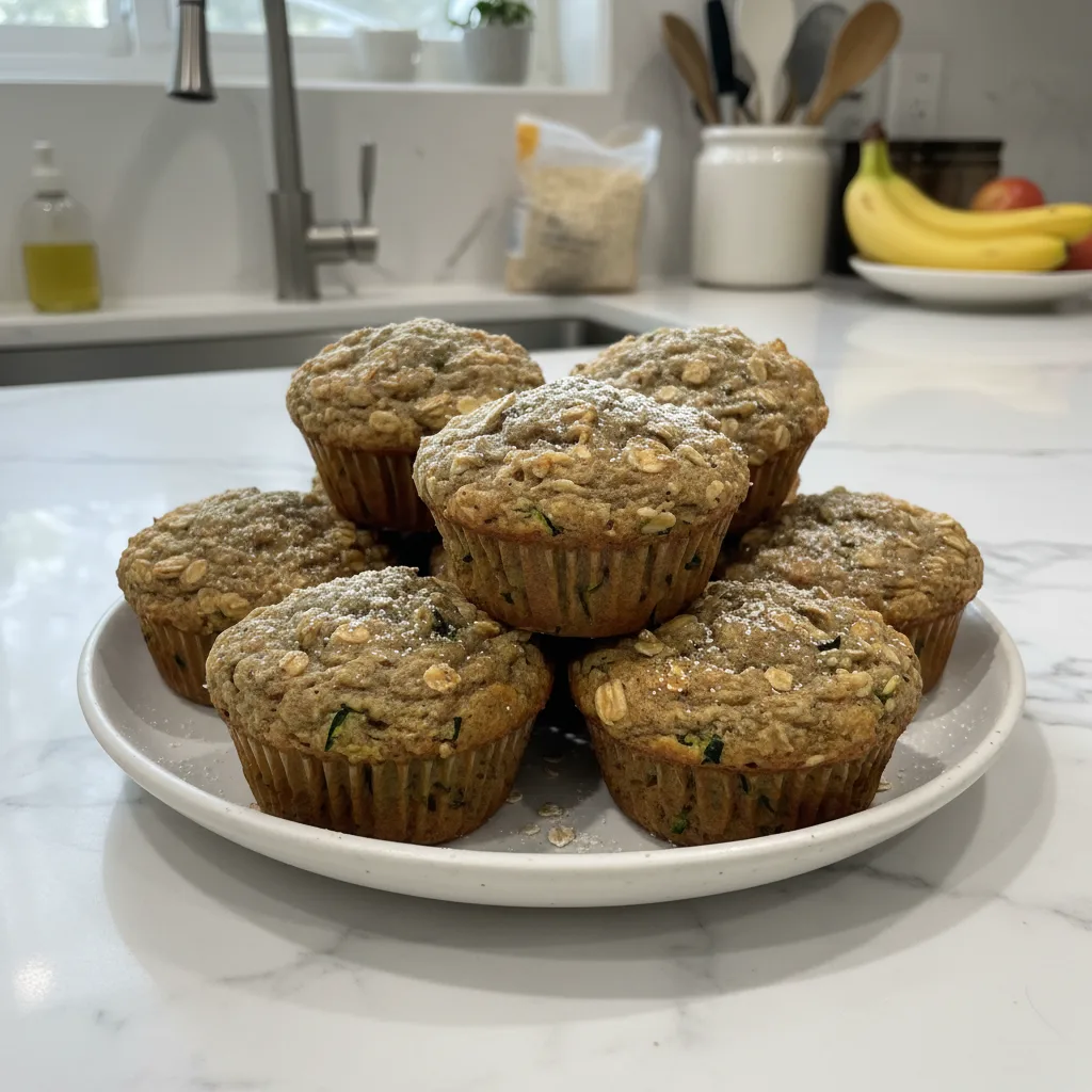 Fluffy Banana Oat Zucchini Muffins 4 Recipe image