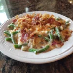 cream cheese and bacon green bean casserole featured