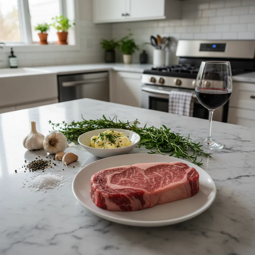 Rich Garlic Herb Butter Ribeye Steak 5 Recipe image