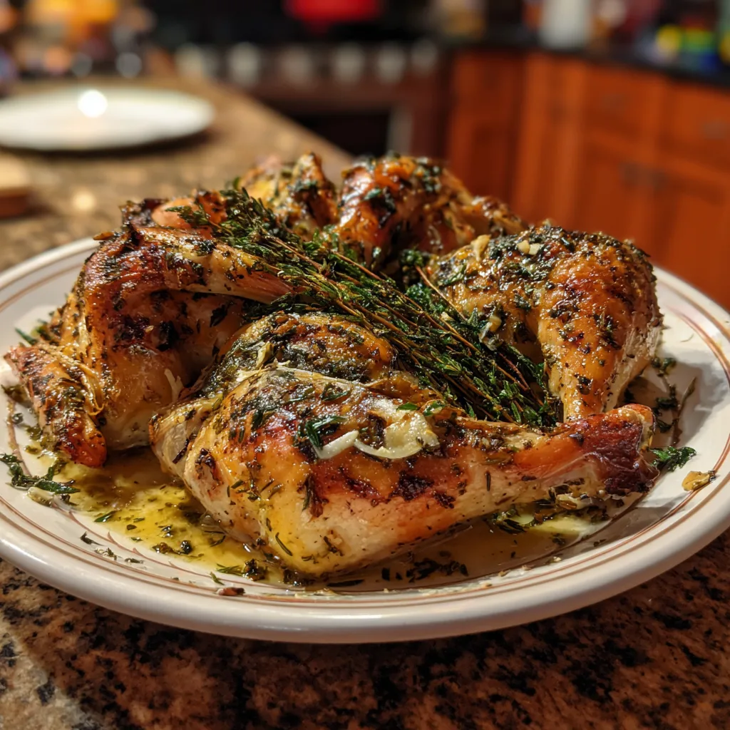 garlic herb spatchcock turkey for the holidays featured