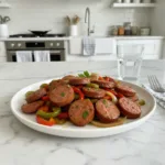 one pan smoked sausage peppers skillet featured