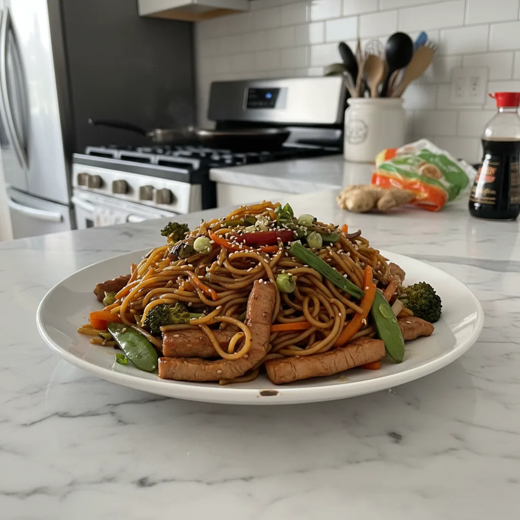 Hearty Pork and Vegetable Lo Mein: A Weeknight Favorite 4 Recipe image