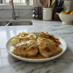smothered baked chicken with creamy gravy featured