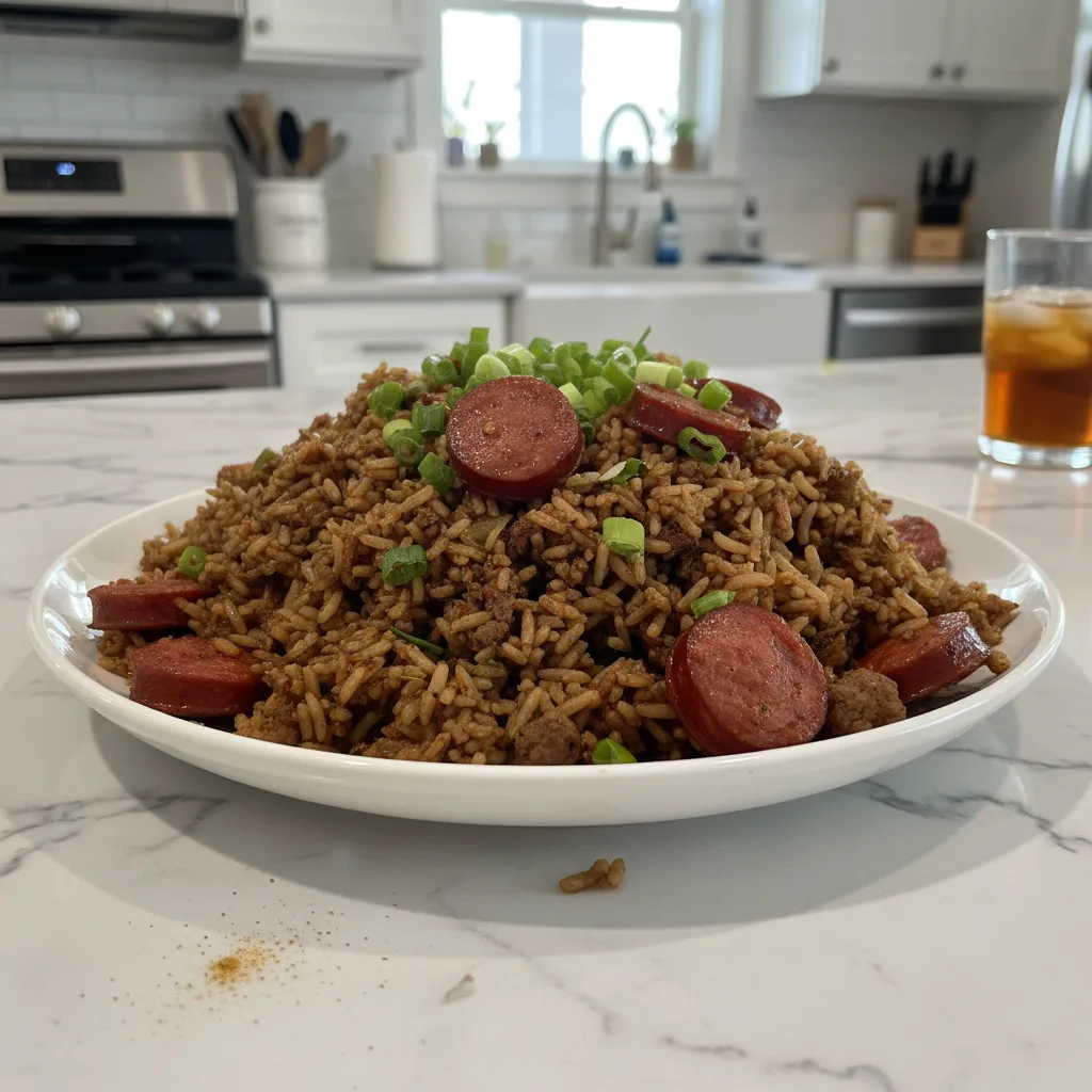Hearty Southern Dirty Rice with Spicy Sausage