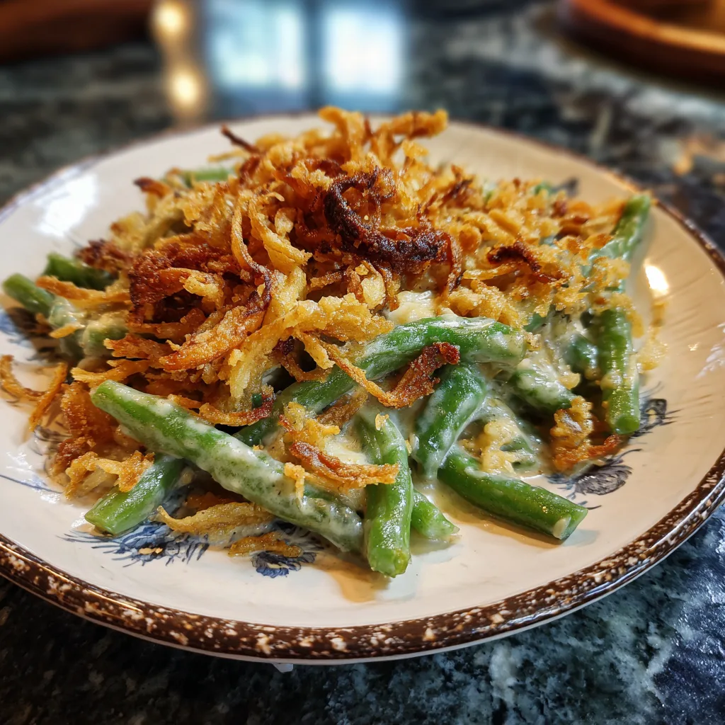 Southern Green Bean Casserole with Crispy Topping