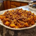 Homestyle Sweet Potato Casserole with Pecan Topping 6 sweet potato casserole with pecan topping holiday featured