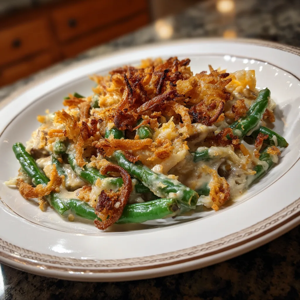 Homestyle Green Bean Casserole, Creamy & Crispy