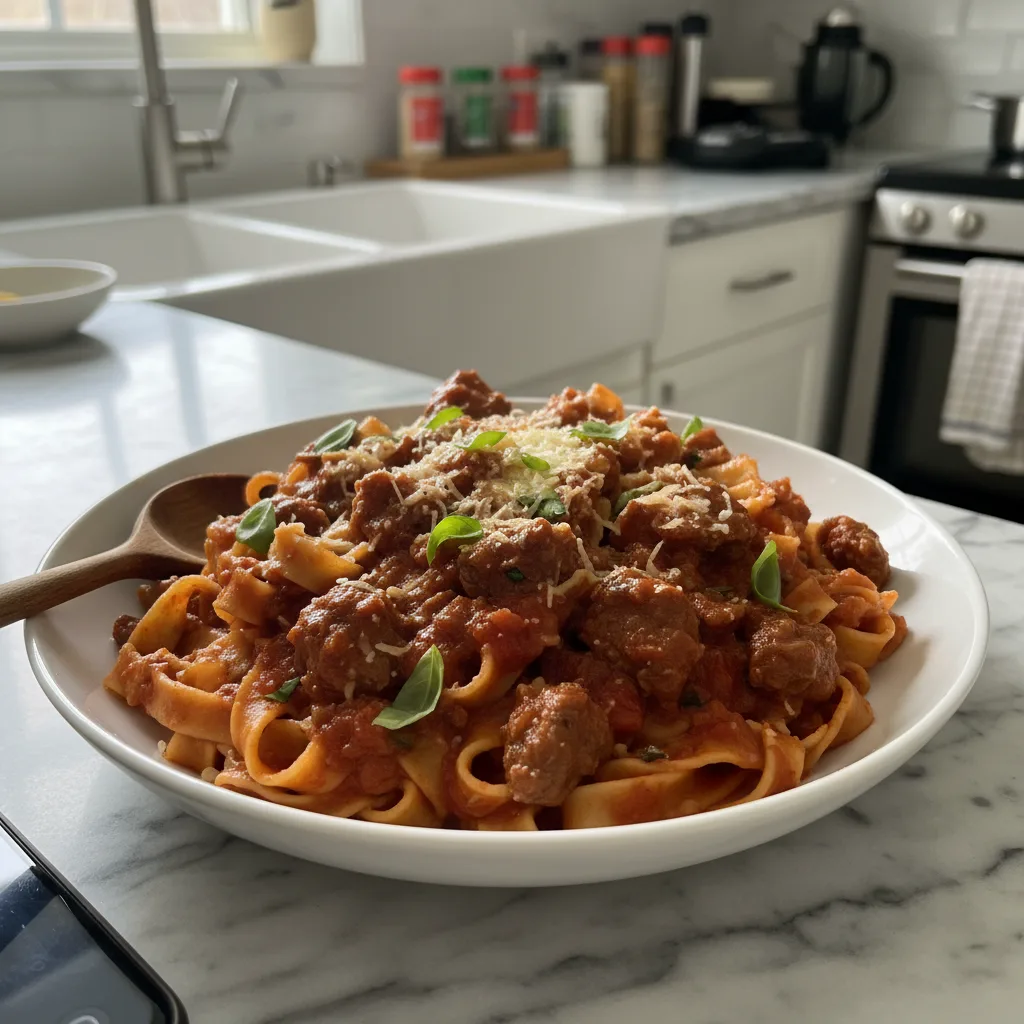 Beef Pasta Recipe in Tomato Sauce: Hearty Ragu 4 Recipe image