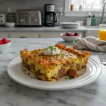 Crispy Hash Browns and Eggs Breakfast Casserole 6 best breakfast casserole hash browns and eggs perf featured