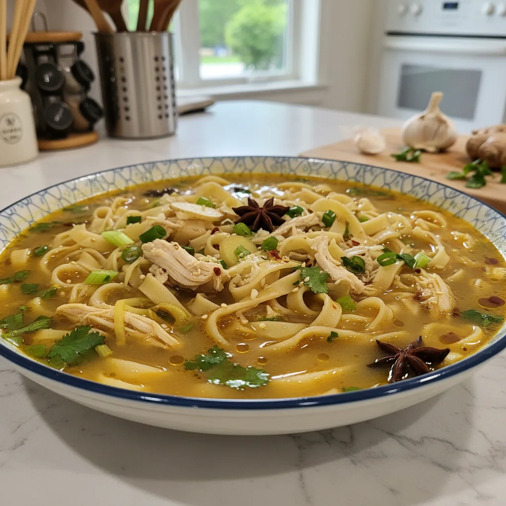 Hearty Ginger Garlic Chicken Noodle Soup 4 Recipe image