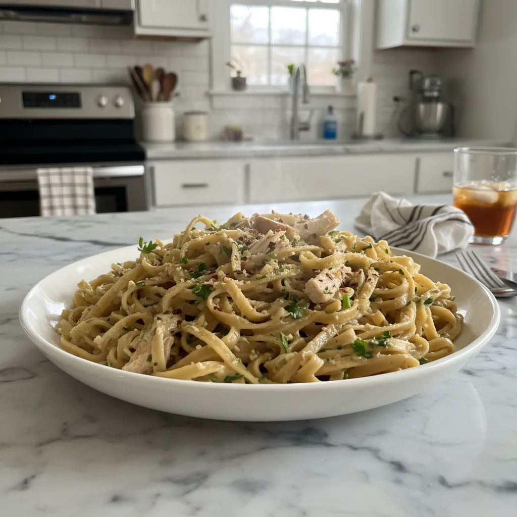 cozy garlic chicken noodles for cold january night featured