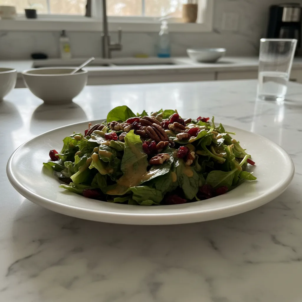 Fresh Cranberry Pecan Salad with Maple Dressing