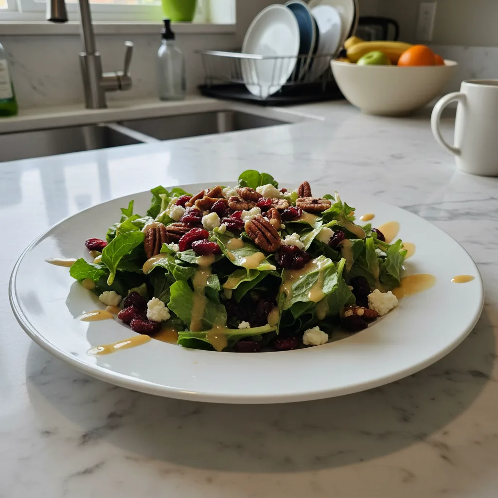 Tangy Cranberry Pecan Salad with Maple Dressing