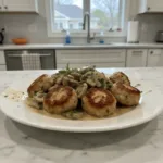 creamy mushroom chicken meatballs 30 minutes featured