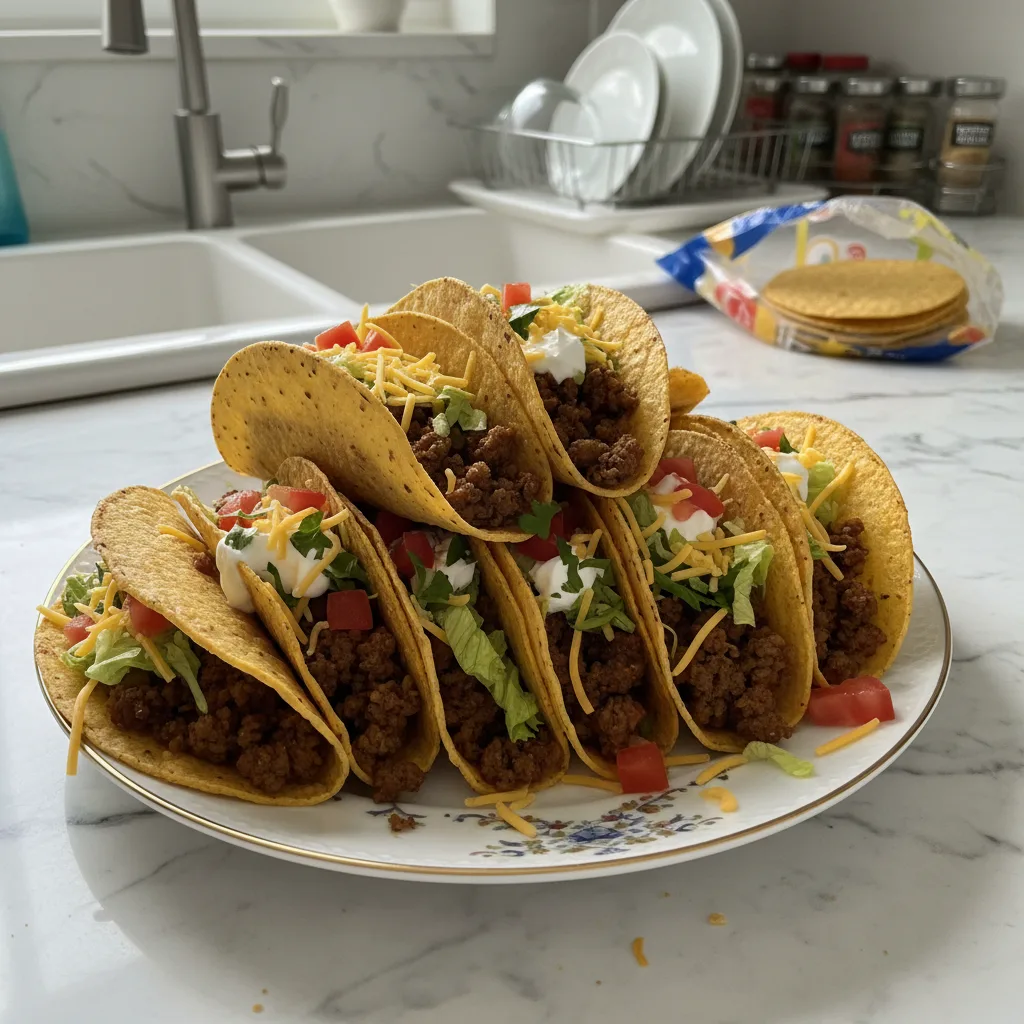 crispy baked ground beef tacos featured