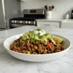 easy taco rice bowl quick and healthy dinner idea featured