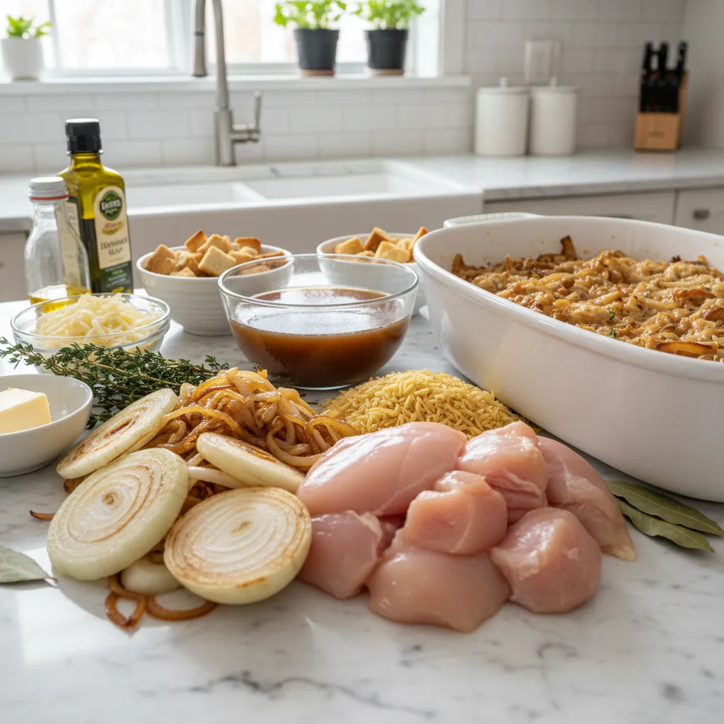 French Onion Chicken Orzo Casserole: Rich & Hearty Bake 5 Recipe image