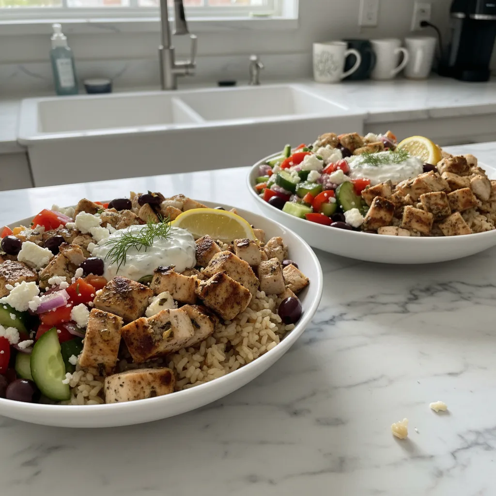 healthy greek chicken bowls to reset after the hol featured