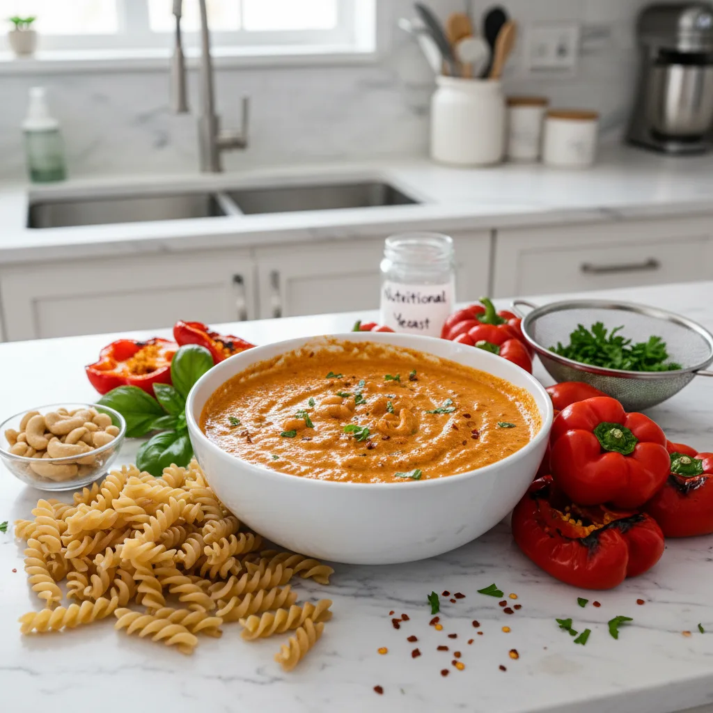 High Protein Creamy Roasted Red Pepper Pasta: Hearty 5 Recipe image