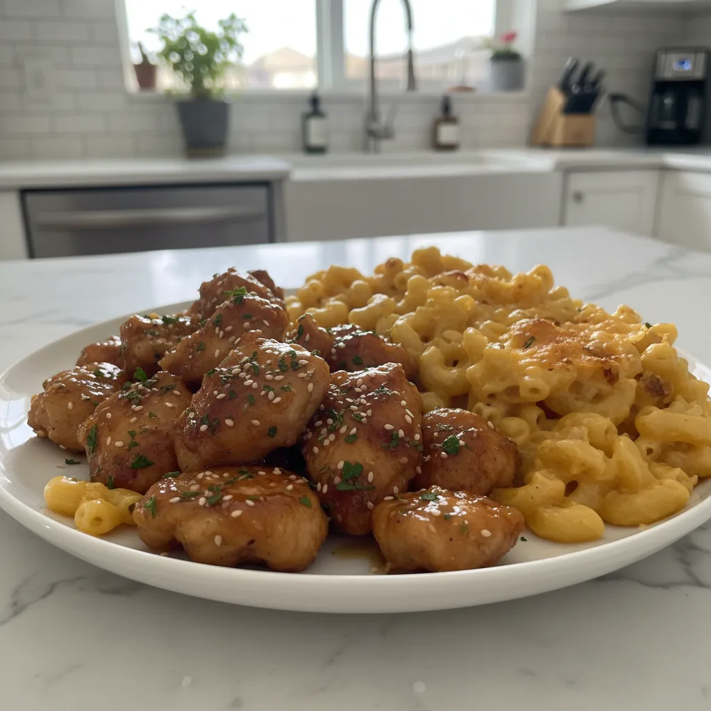 High Protein Honey Garlic Butter Chicken & Mac Bliss
