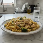 high protein rotisserie chicken broccoli pasta 35 featured