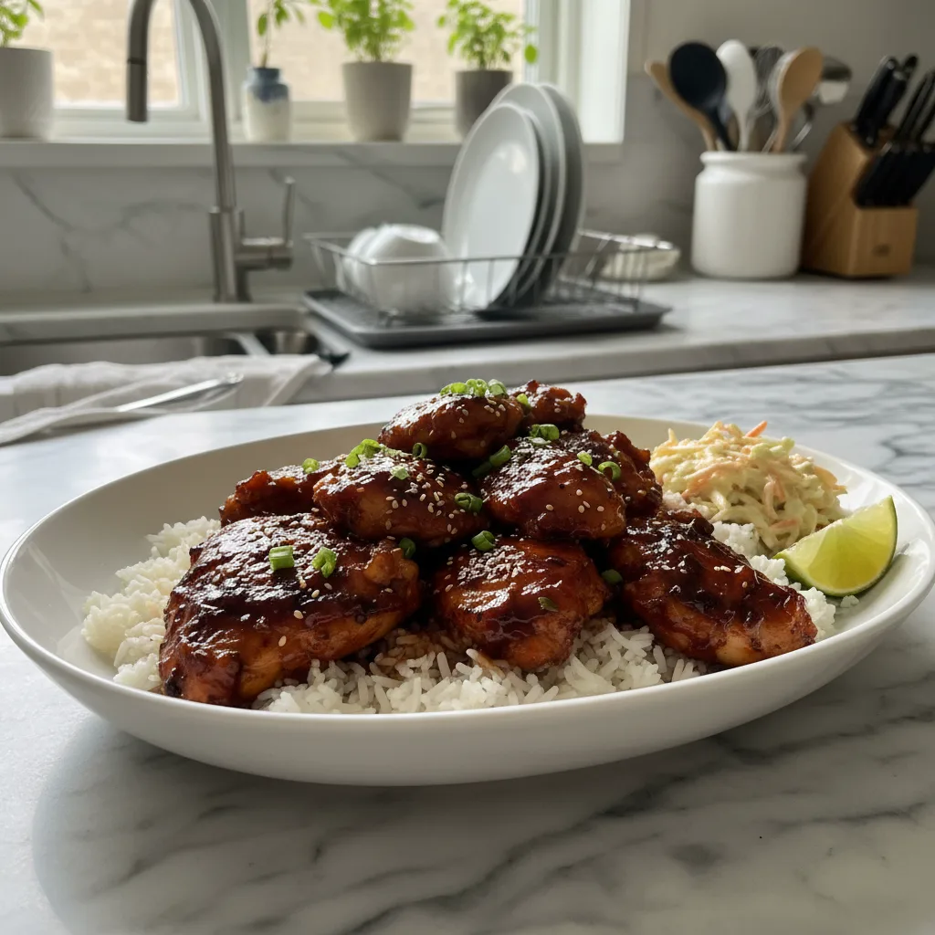 Tangy Honey BBQ Chicken Rice Skillet