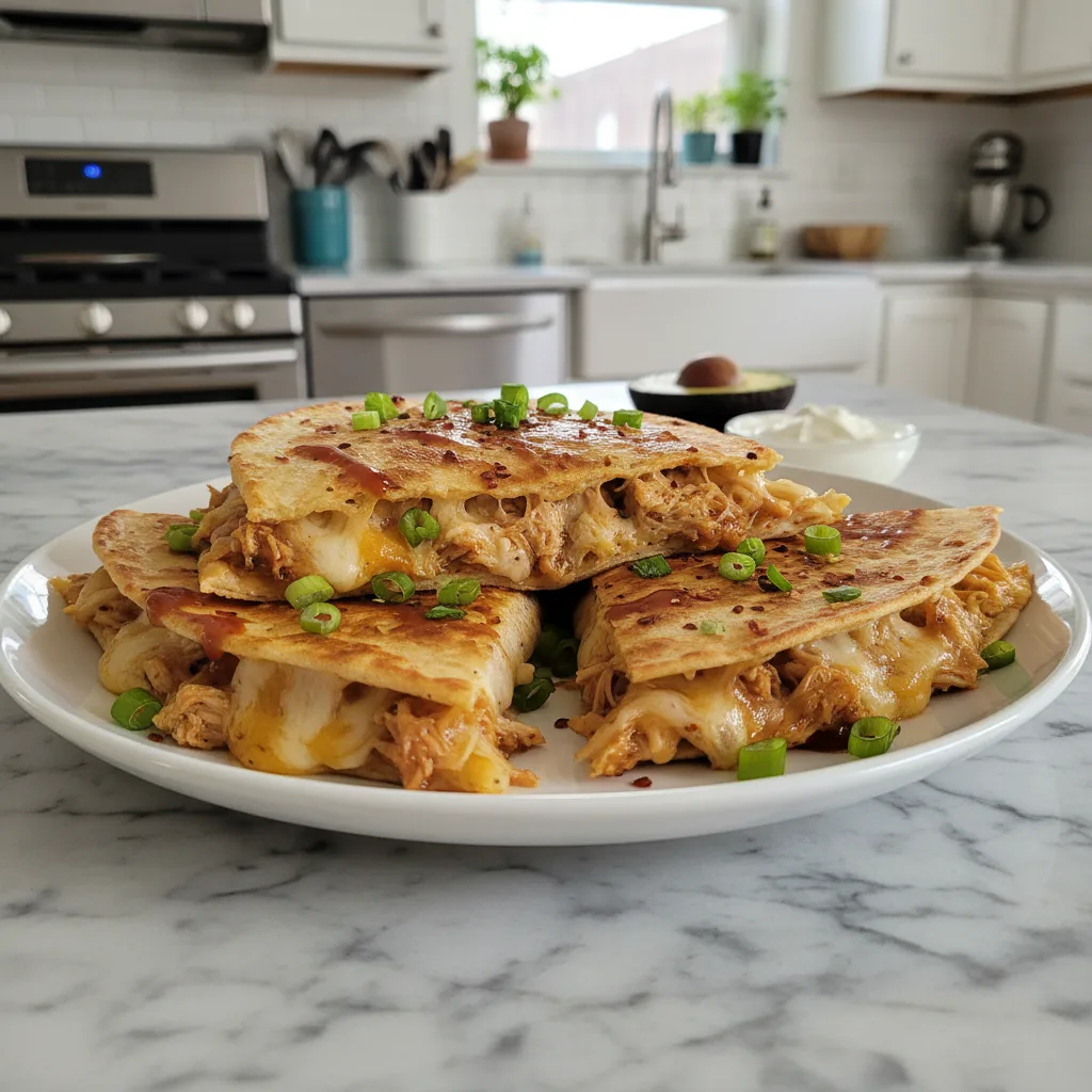 Crispy Hot Honey BBQ Chicken Quesadillas