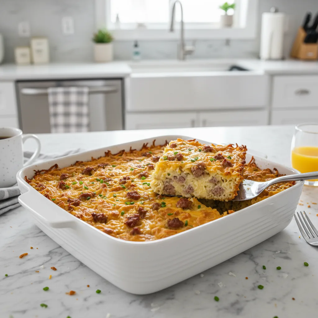 Hearty Sausage Hash Brown Breakfast Casserole Recipe 4 Recipe image